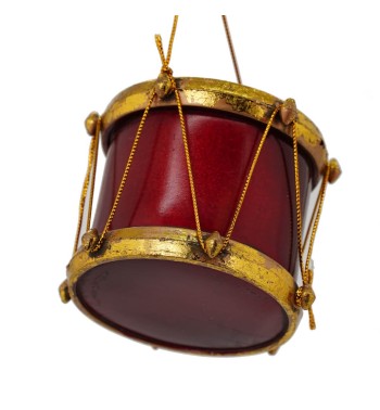 Tamburo Natalizio da Appendere Bordeaux e Oro H.8 cm