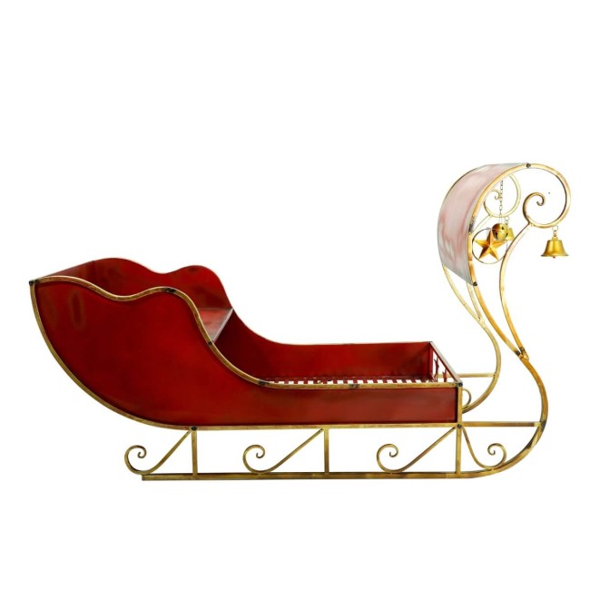 Slitta Natalizia Rossa e Oro in Metallo 150x60x89 cm