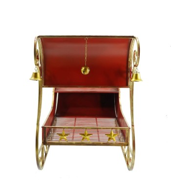 Slitta Natalizia Rossa e Oro in Metallo 150x60x89 cm