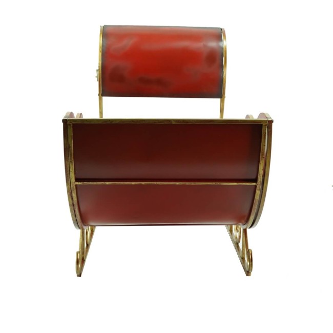 Slitta Natalizia Rossa e Oro in Metallo 150x60x89 cm