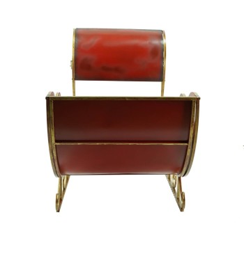 Slitta Natalizia Rossa e Oro in Metallo 150x60x89 cm