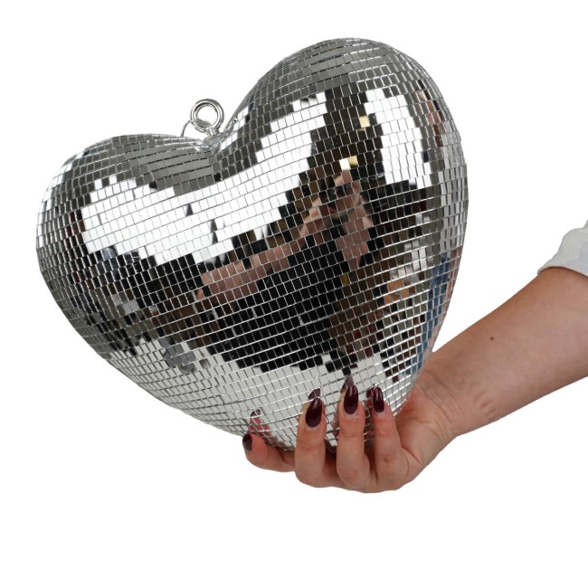 Cuore in Plastica Effetto Specchio 30 cm 2 Colori