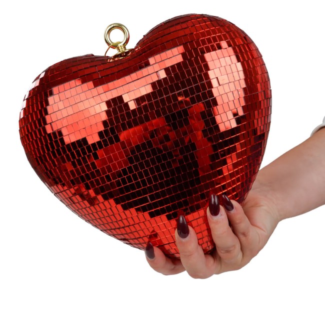 Cuore Natalizio in Plastica Effetto Specchio 23 cm 2 Colori