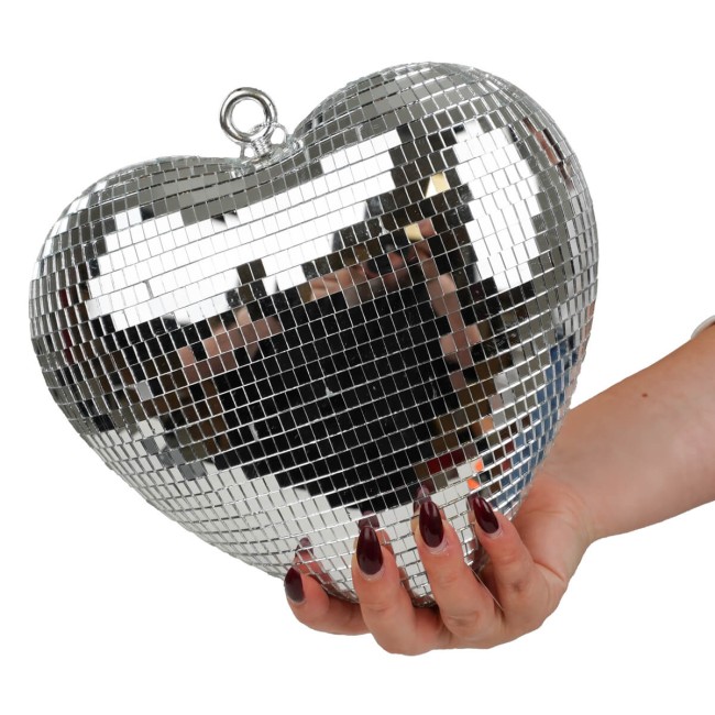 Cuore Natalizio in Plastica Effetto Specchio 23 cm 2 Colori