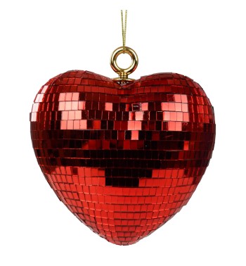 Cuore Natalizio in Plastica Effetto Specchio 15 cm 2 Colori