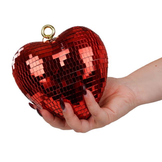 Cuore Natalizio in Plastica Effetto Specchio 15 cm 2 Colori