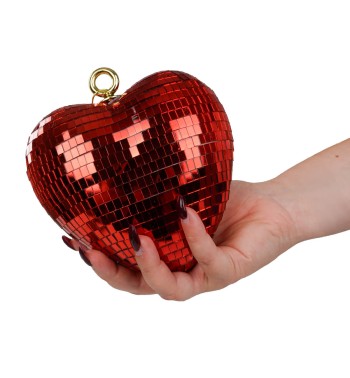 Cuore Natalizio in Plastica Effetto Specchio 15 cm 2 Colori