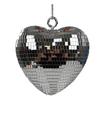 Cuore Natalizio in Plastica Effetto Specchio 15 cm 2 Colori