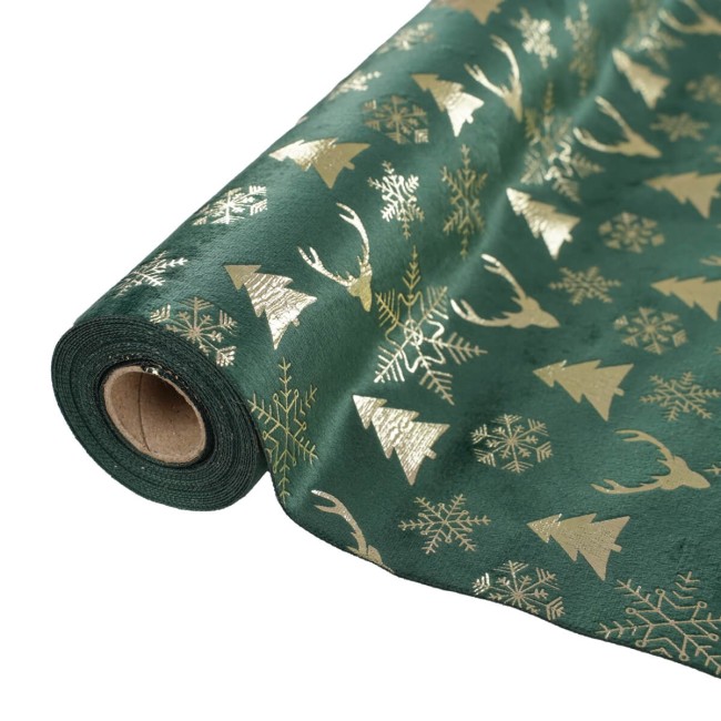 Runner Natalizio in Velluto Decorato 35x300 cm 3 Colori