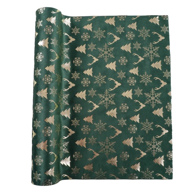 Runner Natalizio in Velluto Decorato 35x300 cm 3 Colori