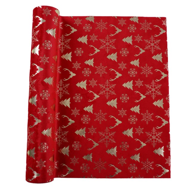 Runner Natalizio in Velluto Decorato 35x300 cm 3 Colori