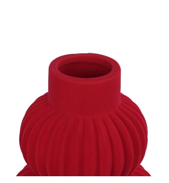 Vaso in Ceramica Rivestito in Velluto Rosso 2 Misure