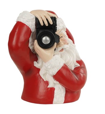 Busto Babbo Natale con Macchina Fotografica in Resina
