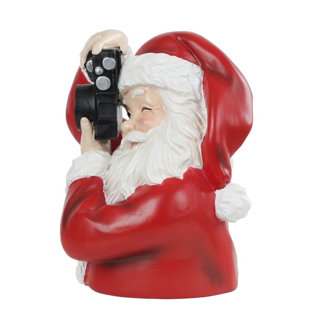 Busto Babbo Natale con Macchina Fotografica in Resina