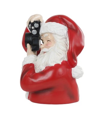 Busto Babbo Natale con Macchina Fotografica in Resina