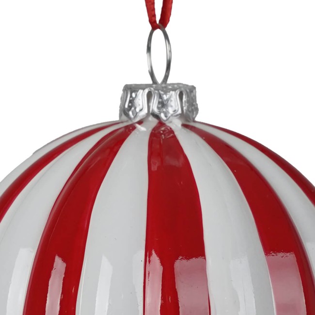 Palla Natalizia a Strisce Bianche e Rosse 2 Misure