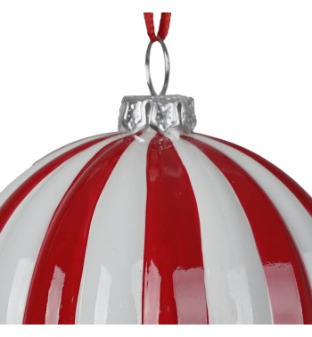 Palla Natalizia a Strisce Bianche e Rosse 2 Misure