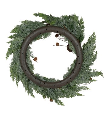 Ghirlanda Natalizia Verde con Pigne in PE D.70 cm