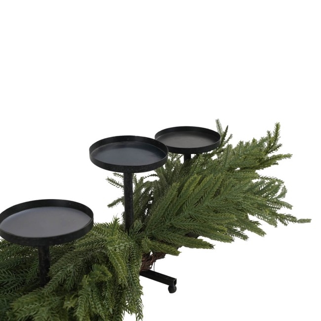 Porta Candele Natalizio con Rami Verdi in PE 96 cm