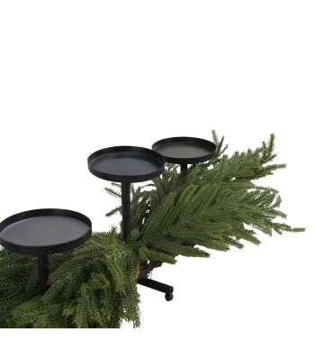 Porta Candele Natalizio con Rami Verdi in PE 96 cm