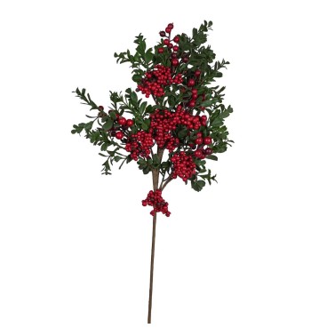 Rametto Natalizio con Bacche Rosse in PE 66 cm
