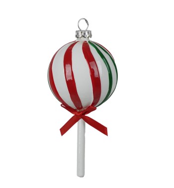 Leccalecca Natalizio da Appendere Rosso, Bianco e Verde H.12 cm