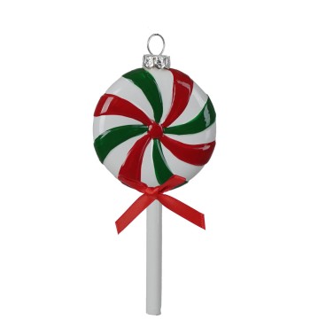 Leccalecca Natalizio da Appendere Rosso, Verde e Bianco H.13 cm