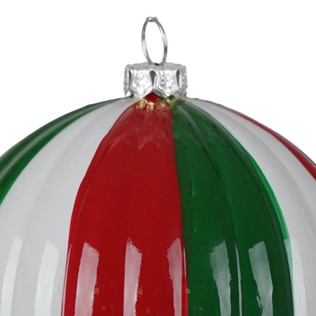 Palla Natalizia a Strisce Rosse, Verdi e Bianche 2 Misure