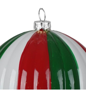 Palla Natalizia a Strisce Rosse, Verdi e Bianche 2 Misure