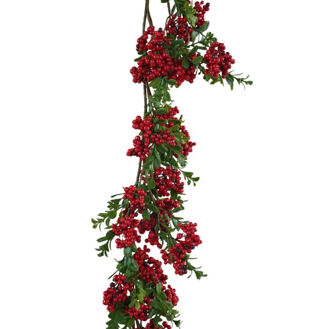Tralcio Natalizio con Bacche Rosso Chiaro 180 cm in PE