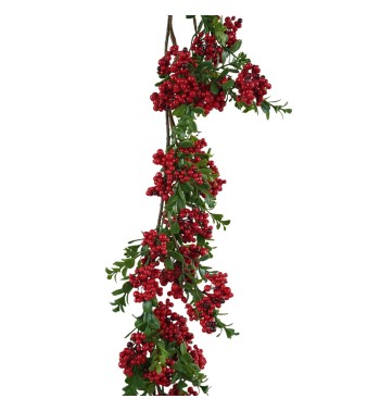 Tralcio Natalizio con Bacche Rosso Chiaro 180 cm in PE