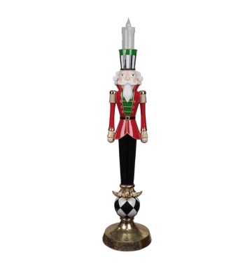 Schiaccianoci Candelabro con Candela LED H.121 cm in Resina
