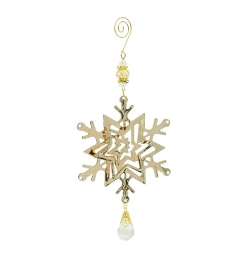 Fiocco di Neve Natalizio Oro con Pendente 10,5x12 cm