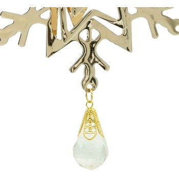 Fiocco di Neve Natalizio Oro con Pendente 10,5x12 cm