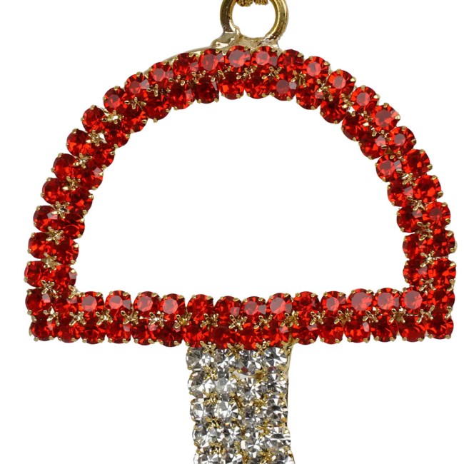 Fungo Natalizio Rosso da Appendere con Strass 2 Misure