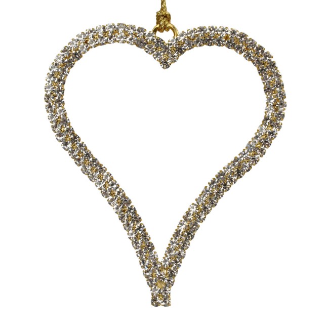 Cuore Natalizio da Appendere con Strass 9 cm