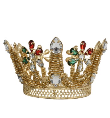 Corona Natalizia Dorata con Gemme Colorate 2 Misure