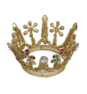 Corona Natalizia Dorata con Gemme Colorate 2 Misure