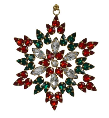 Fiocco di Neve Natalizio con Gemme Colorate da Appendere