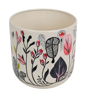 Vaso in Metallo Avorio con Motivo Floreale 3 Misure