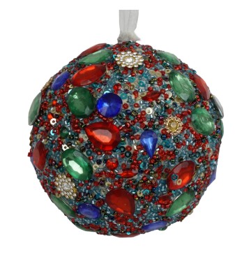 Pallina Natalizia con Gemme Colorate D.10 cm