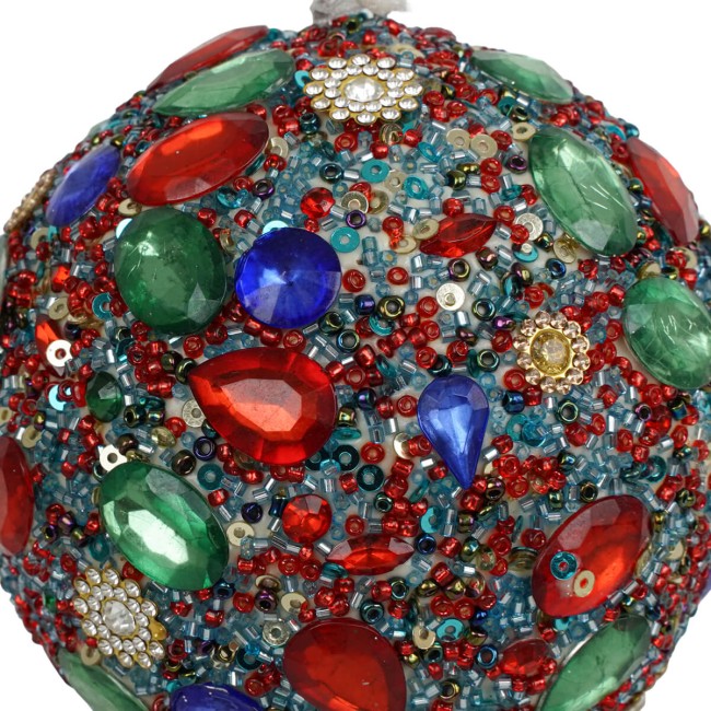 Pallina Natalizia con Gemme Colorate D.10 cm