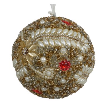 Pallina di Natale con Perline e Strass D.10 cm 2 Colori