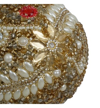 Pallina di Natale con Perline e Strass D.10 cm 2 Colori