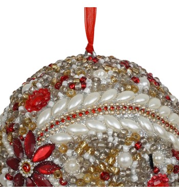 Pallina di Natale con Perline e Strass D.10 cm 2 Colori