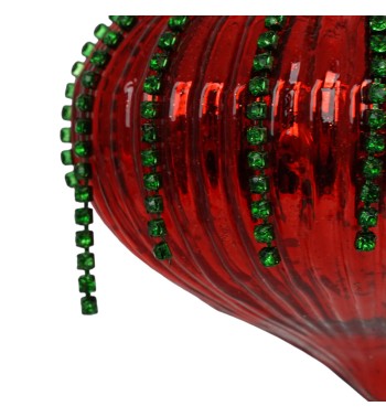 Cipolla Natalizia Rossa e Verde con Strass 10 cm