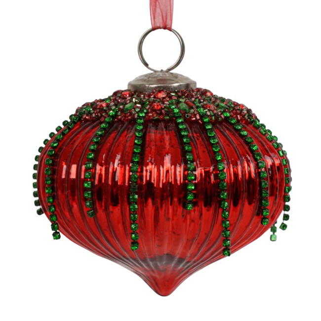 Cipolla Natalizia Rossa e Verde con Strass 10 cm