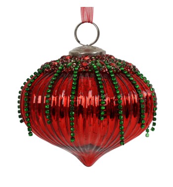 Cipolla Natalizia Rossa e Verde con Strass 10 cm