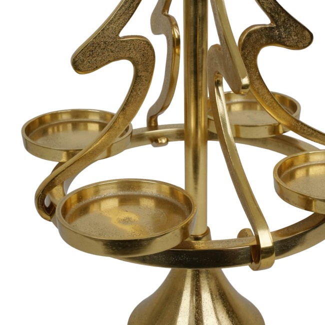 Candelabro Oro a Forma di Albero di Natale in Alluminio 2 Misure