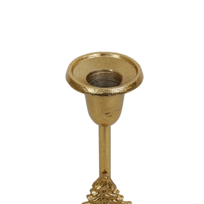 Candelabro Oro con Alberello in Alluminio H.24 cm